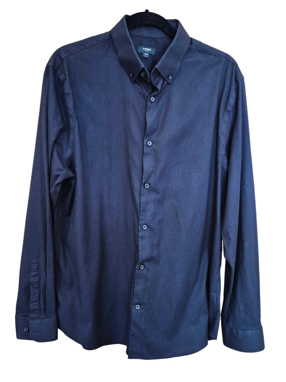 Express Slim 1MX Black Button Down Dress Shirt Large Long Sleeve Stretch Men’s